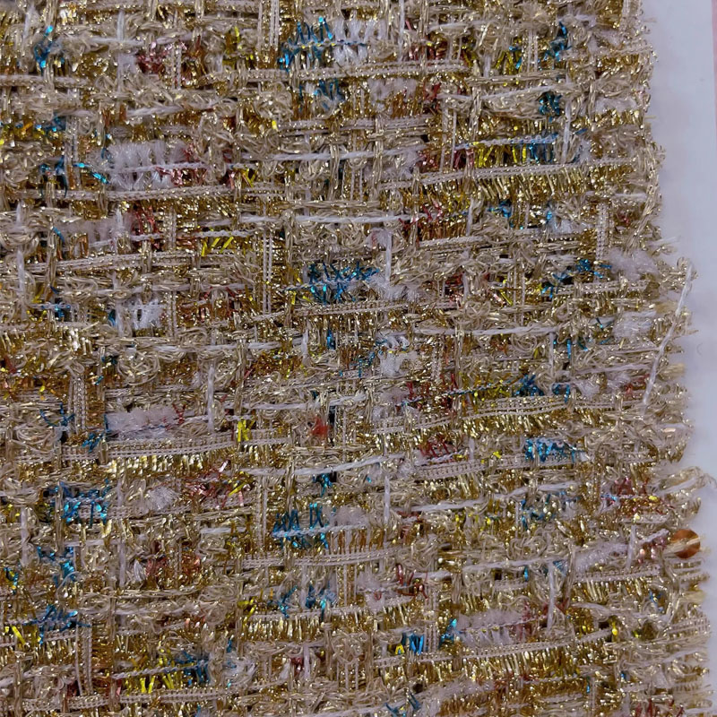 Gold Wire and Sequin Yarn-Dyed - Sewing Tweed Fabric recension och pris