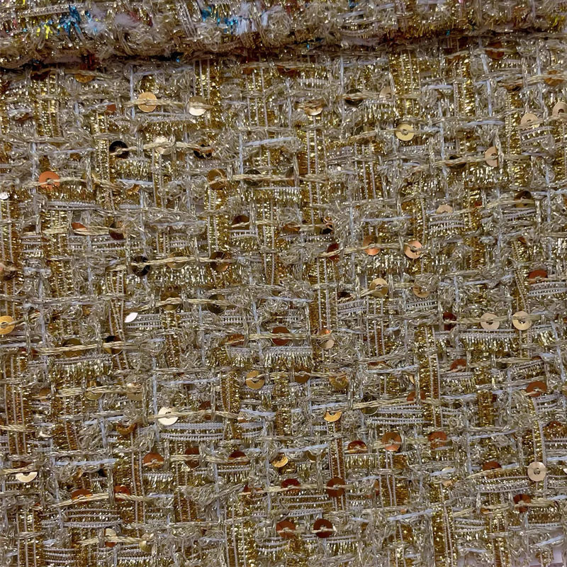 Gold Wire and Sequin Yarn-Dyed - Sewing Tweed Fabric recension och pris